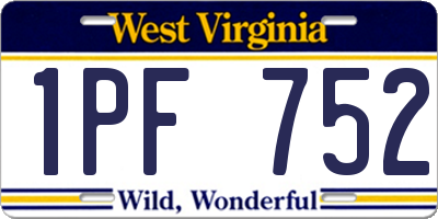 WV license plate 1PF752