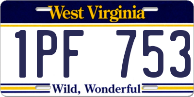 WV license plate 1PF753