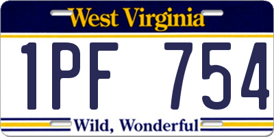 WV license plate 1PF754