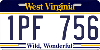 WV license plate 1PF756