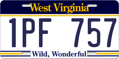 WV license plate 1PF757