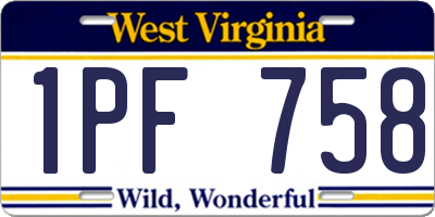 WV license plate 1PF758