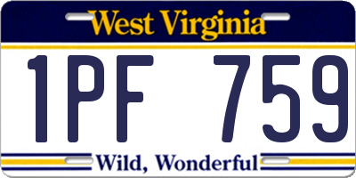 WV license plate 1PF759