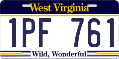 WV license plate 1PF761