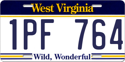 WV license plate 1PF764