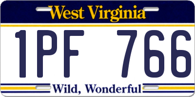 WV license plate 1PF766