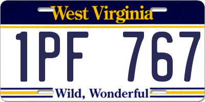 WV license plate 1PF767