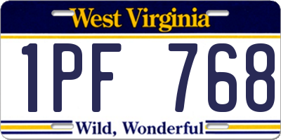 WV license plate 1PF768