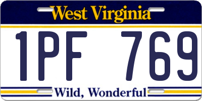 WV license plate 1PF769
