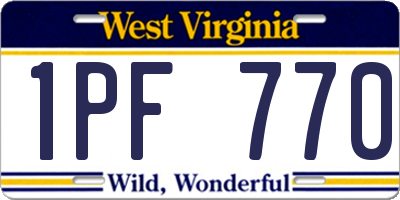 WV license plate 1PF770