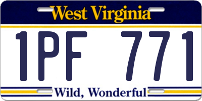 WV license plate 1PF771