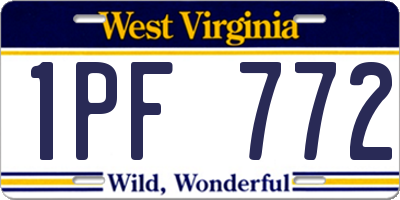 WV license plate 1PF772