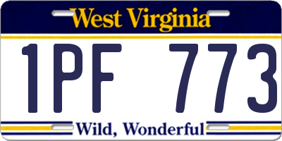 WV license plate 1PF773