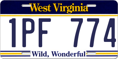 WV license plate 1PF774