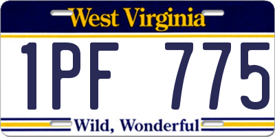 WV license plate 1PF775
