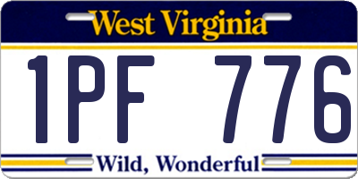 WV license plate 1PF776