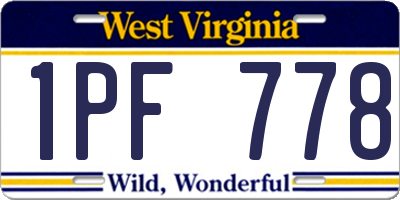 WV license plate 1PF778