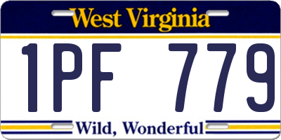 WV license plate 1PF779