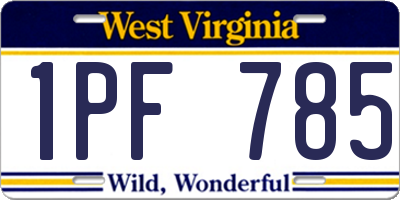 WV license plate 1PF785