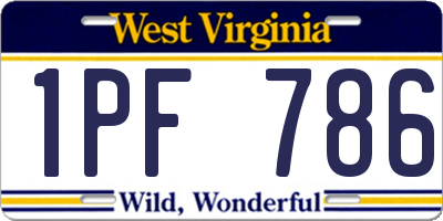 WV license plate 1PF786