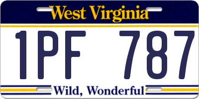 WV license plate 1PF787