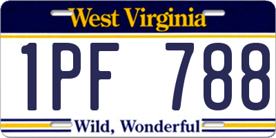 WV license plate 1PF788