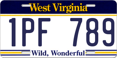 WV license plate 1PF789