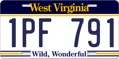WV license plate 1PF791