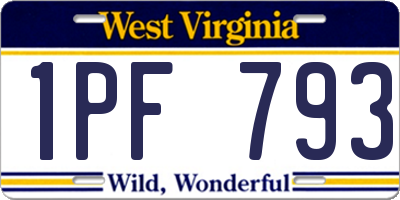 WV license plate 1PF793