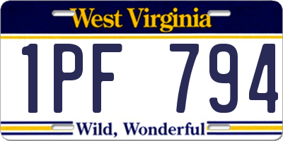 WV license plate 1PF794
