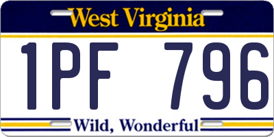 WV license plate 1PF796