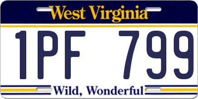 WV license plate 1PF799