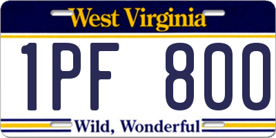 WV license plate 1PF800