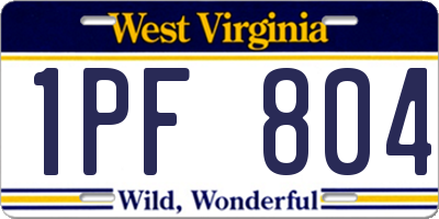 WV license plate 1PF804