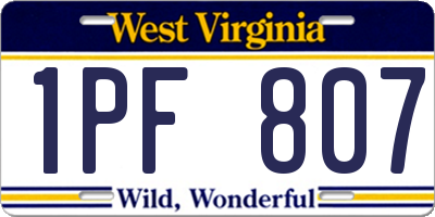 WV license plate 1PF807