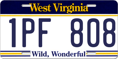 WV license plate 1PF808