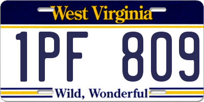 WV license plate 1PF809