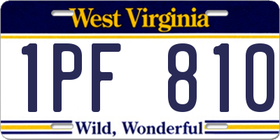 WV license plate 1PF810
