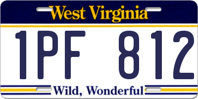 WV license plate 1PF812