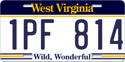 WV license plate 1PF814