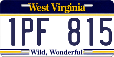 WV license plate 1PF815