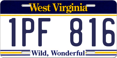 WV license plate 1PF816