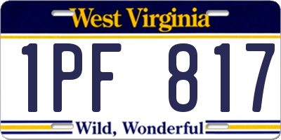 WV license plate 1PF817