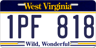 WV license plate 1PF818