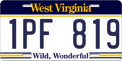 WV license plate 1PF819