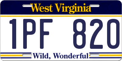 WV license plate 1PF820