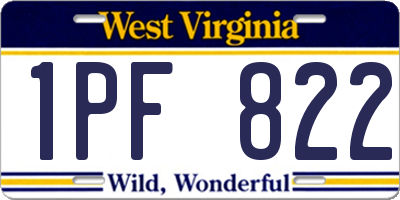 WV license plate 1PF822