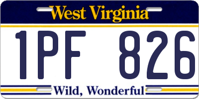 WV license plate 1PF826
