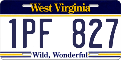 WV license plate 1PF827