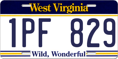 WV license plate 1PF829